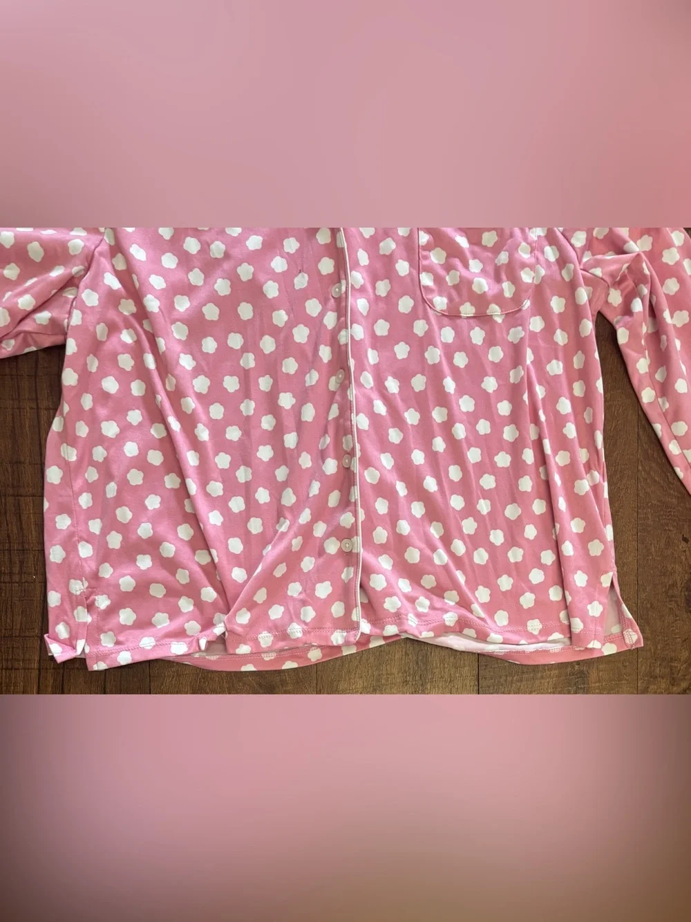 Kate spade pink with white scatter dots 2 two piece pajama set xl extra large
